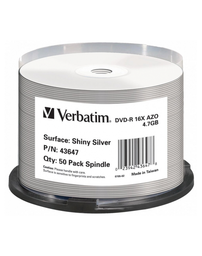 Verbatim DVD-R [ cake box 50 | 4.7GB | 16x | SHINY SILVER główny