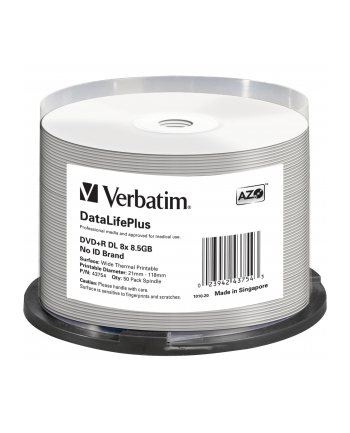 DVD+R DL Verbatim [ spindle 50 | 8,5GB | 8x | WIDE THERMAL PRINTABLE ]