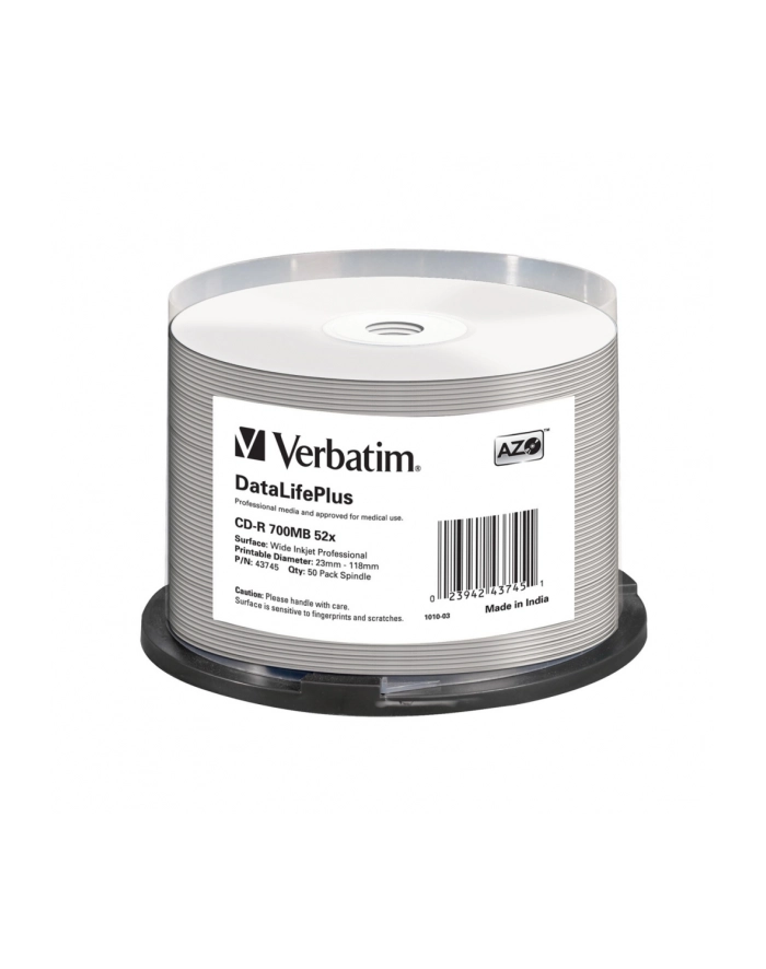 Verbatim CD-R [ spindle 50 | 700MB | 52x | white wide printable ] główny
