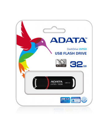 ADATA Flash Disk 32GB USB 3.0 Dash Drive UV150, czarny (R: 90MB/s, W: 20MB/s)