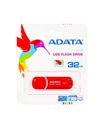 ADATA Flash Disk 32GB USB 3.0 Dash Drive UV150, červený (R: 90MB/s, W: 20MB/s)