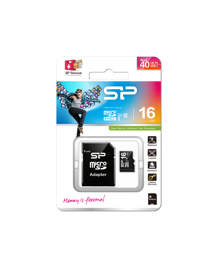 Silicon Power microSDHC 16GB CLASS 10 + adapter główny