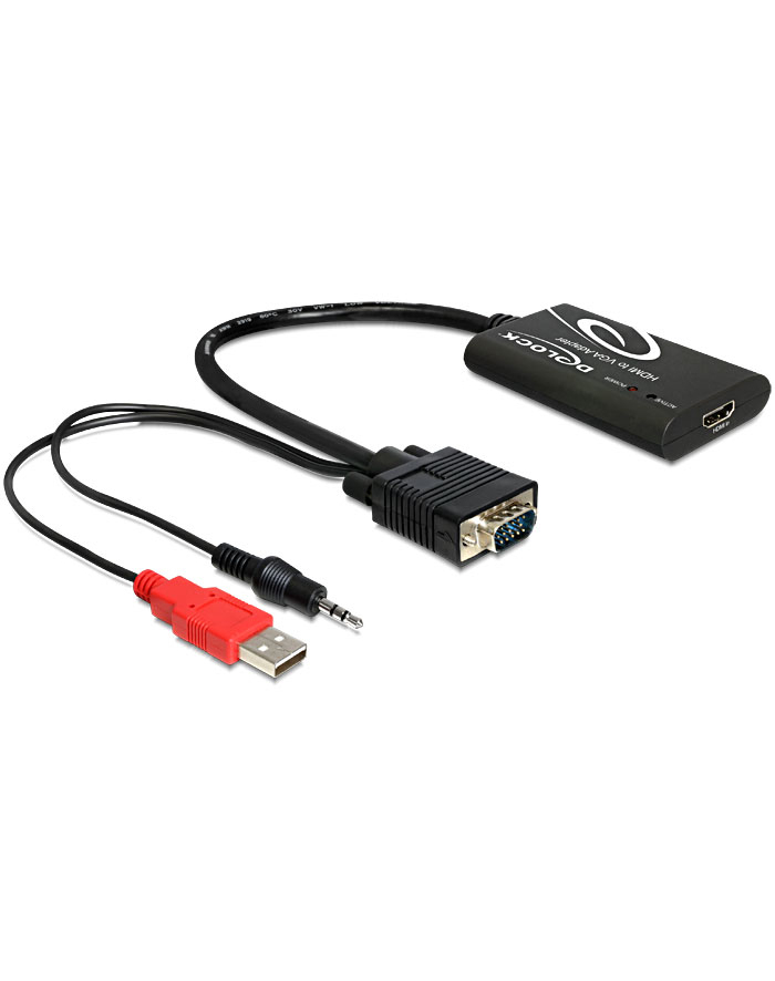 Delock adapter HDMI(F)->VGA(M) + Audio Jack 3,5mm + Power USB główny