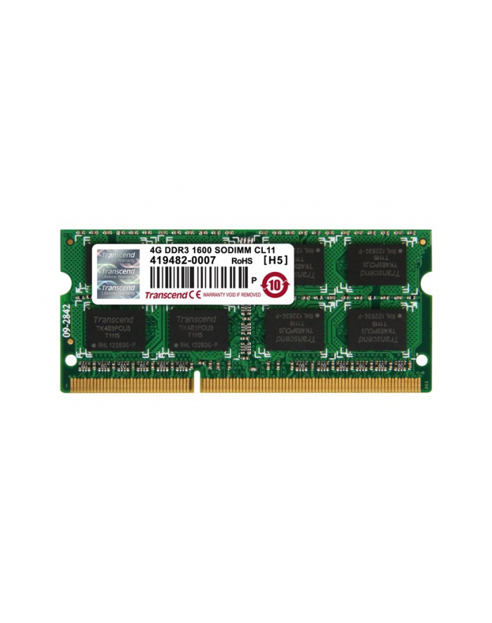 SODIMM DDR3 4GB 1600MHz TRANSCEND JetRam™, 256Mx8 CL11, bulk główny