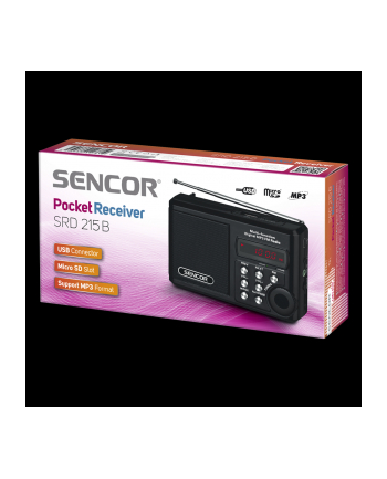 Sencor SRD 215 B KIESZONKOWE RADIO Z MP3,USB,SLOT NA KARTE SD    BATERIA LITOWA DO 10 GODZ.
