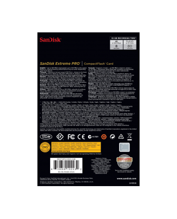 Sandisk karta Compact Flash Extreme 32GB (transfer 160 MB/s) nr 1