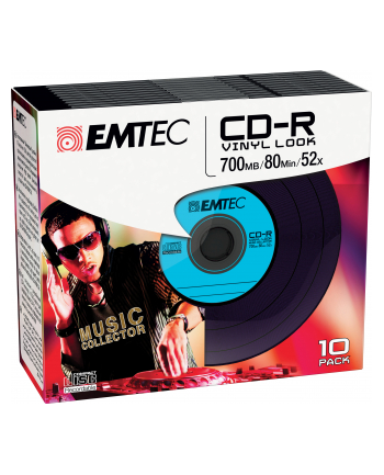 Emtec płyta CD-R  vinylowa  700MB| 52x|slim 10-pak ]