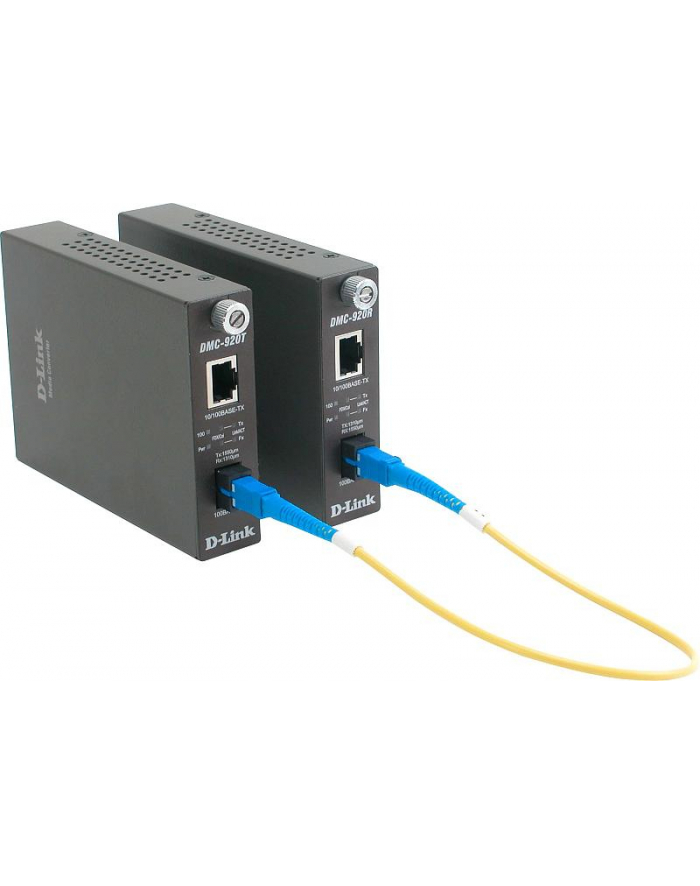 D-LINK DMC-920T,  10/100BASE-TX to 100BASE-FX Single-mode Fiber ( 20km, SC ) Dual-wavelength Media Converter, Transmitting and Receiving wavelength: TX 1550nm; RX 1310nm główny