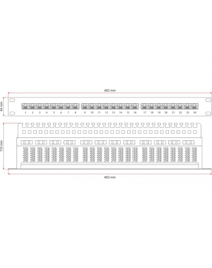 A-LAN ALANTEC Patch panel UTP 24 porty LSA kat.5e z półką główny