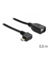 Delock kabel USB micro B męski > USB 2.0 A żeński, OTG, 50 cm, kątowy - nr 3
