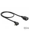 Delock kabel USB micro B męski > USB 2.0 A żeński, OTG, 50 cm, kątowy - nr 4