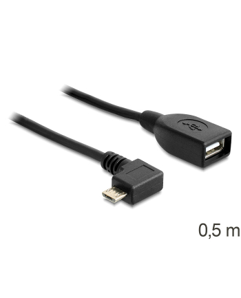 Delock kabel USB micro B męski > USB 2.0 A żeński, OTG, 50 cm, kątowy