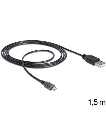 Delock kabel USB micro AM-MBM5P 2.0 + wskaźnik ładowania LED, 1.5M