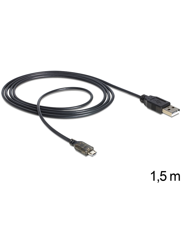 Delock kabel USB micro AM-MBM5P 2.0 + wskaźnik ładowania LED, 1.5M główny