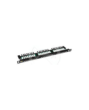 Solarix 19'' patch panel UTP CAT5E 24xRJ45 vyvaz.lištou czarny z 0,5 U