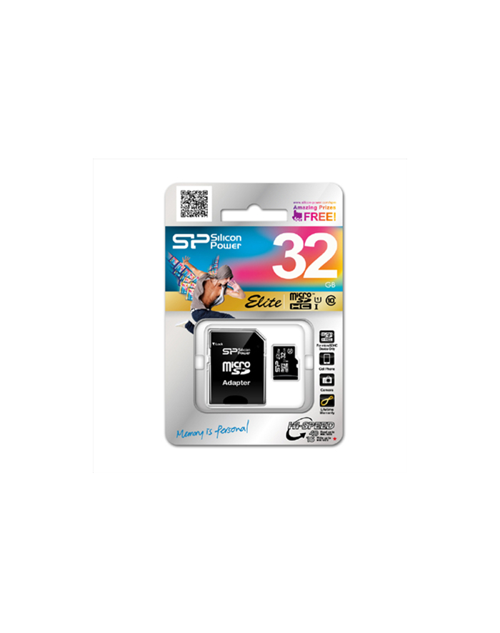 SILICON POWER 8GB, MICRO SDHC UHS-I, CLASS 10 WITH SD ADAPTER, SDR 50 mode (DDR 50), retail główny
