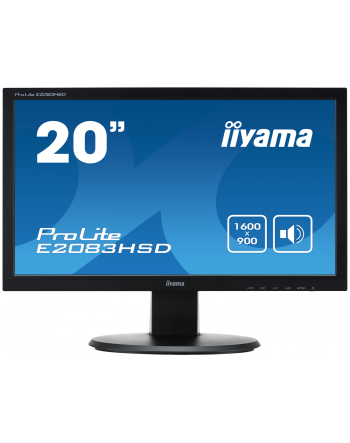 Monitor Iiyama LED 19.5'' Prolite E2083HSD, 5ms, DVI, głośniki, czarny główny