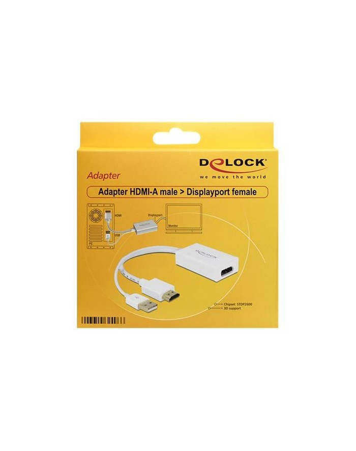 ADAPTER HDMI(M)->DISPLAYPORT(F)+ZASILANIE USB 24CM DELOCK główny