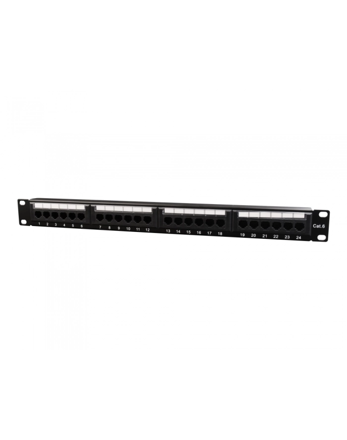Gembird patch panel 19'' 24 port 1U kat.6 z półką do organizacji kabli, czarny główny