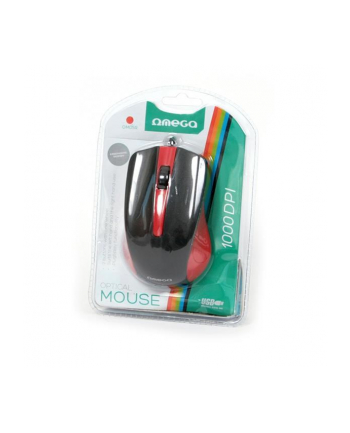 Mysz optyczna OMEGA OM-05, 1000DPI, USB, czarno-czerwona