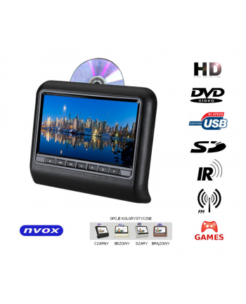 NVOX 9'' Monitor zagłówkowy LED HD z DVD USB SD IR FM GRY