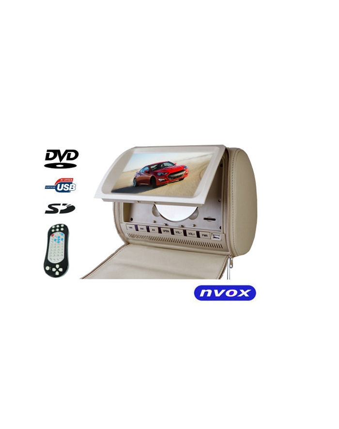 NVOX Zagłówek multimedialny LCD 9' HD z DVD USB SD GRY IR FM główny