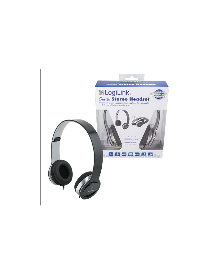 LogiLink Stylowe słuchawki stereo High Quality z mikrofonem, czarne główny