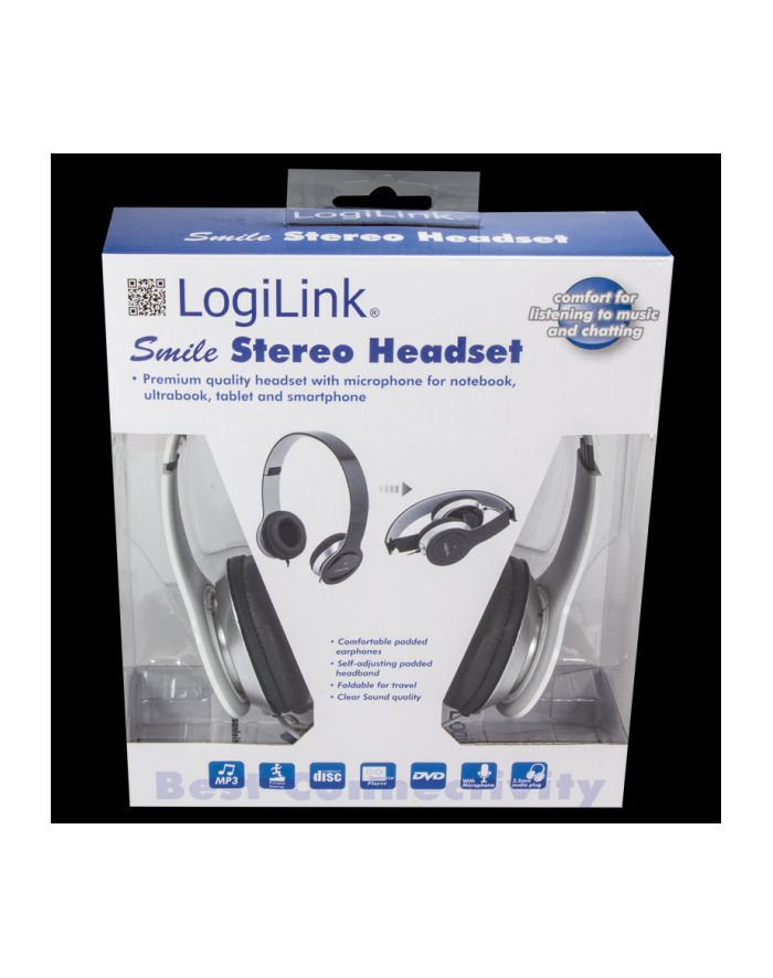 LogiLink Stylowe słuchawki stereo High Quality z mikrofonem, białe główny
