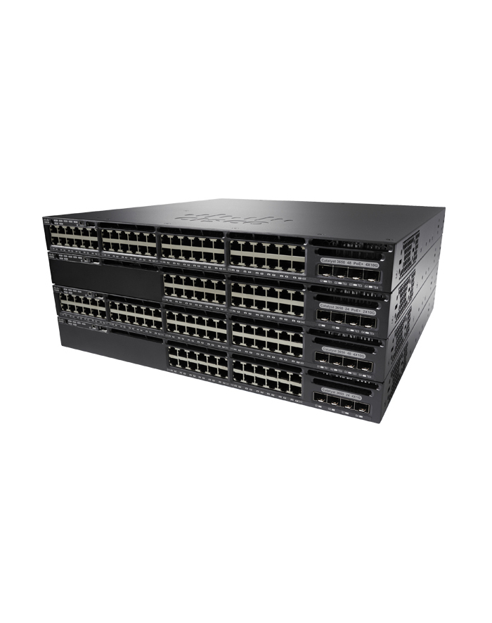 Cisco Systems Cisco Catalyst 3650 24 Port PoE, 640W AC PS, 2x10G Uplink, IP Base główny