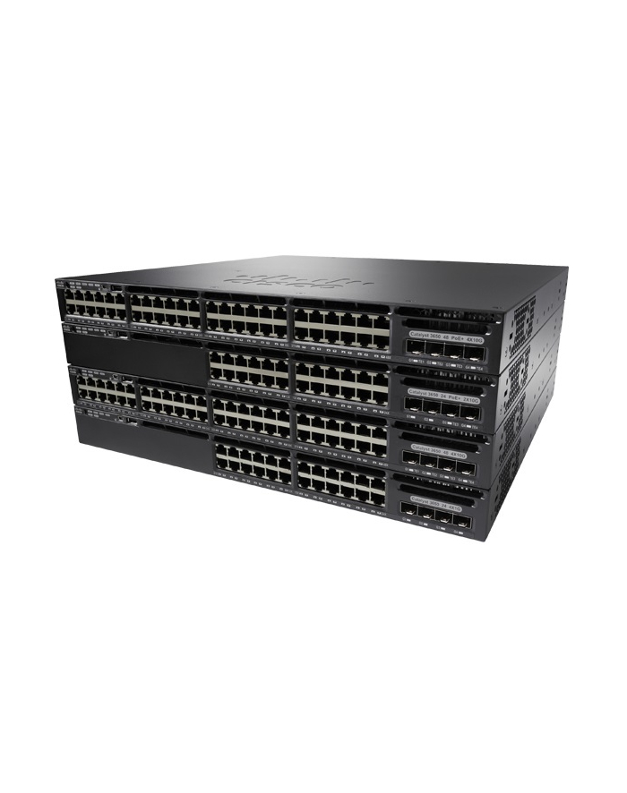Cisco Systems Cisco Catalyst 3650 48 Port Full PoE, 1025W AC PS, 2x10G Uplink, IP Base główny