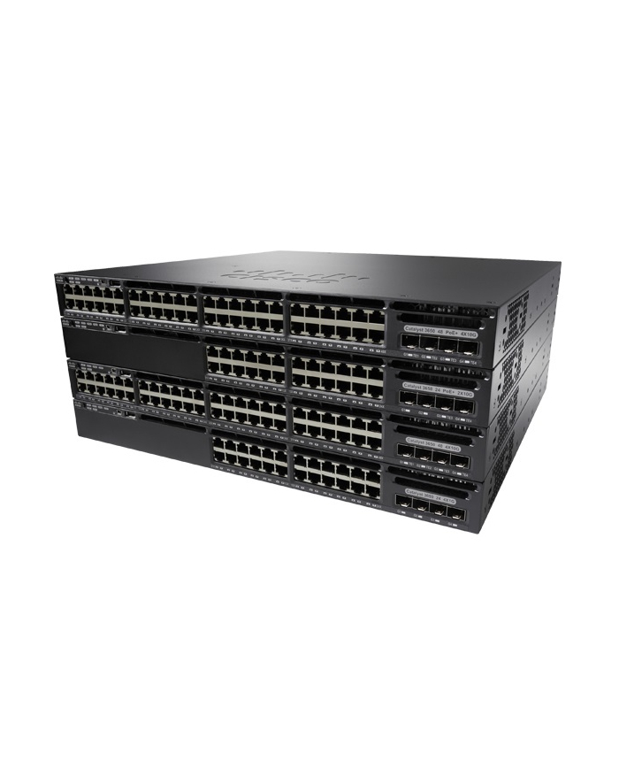 Cisco Systems Cisco Catalyst 3650 48 Port PoE, 640W AC PS, 4x1G Uplink, LAN Base główny