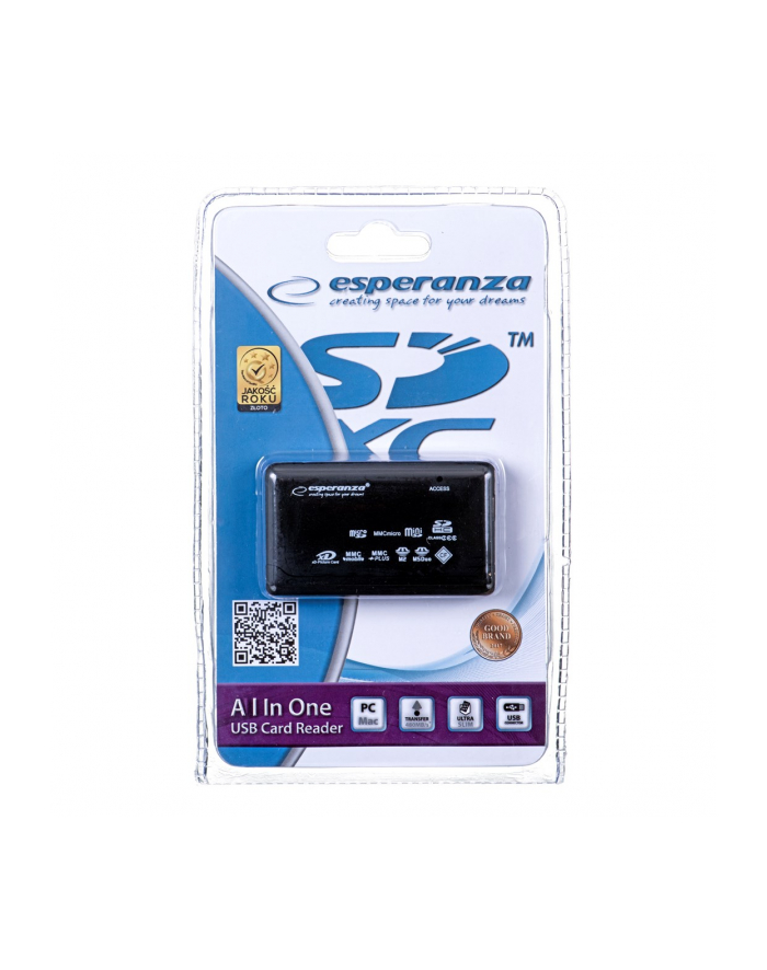 Esperanza Uniwersalny czytnik Kart Pamięci USB 2.0 EA117 główny
