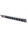 Listwa zasilająca PDU 19', 1U, 7 gniazd, moc: 16A, 4000W, aluminiowa, włącznik, zabezp. przeciwprzepięciowe, 2m - nr 16