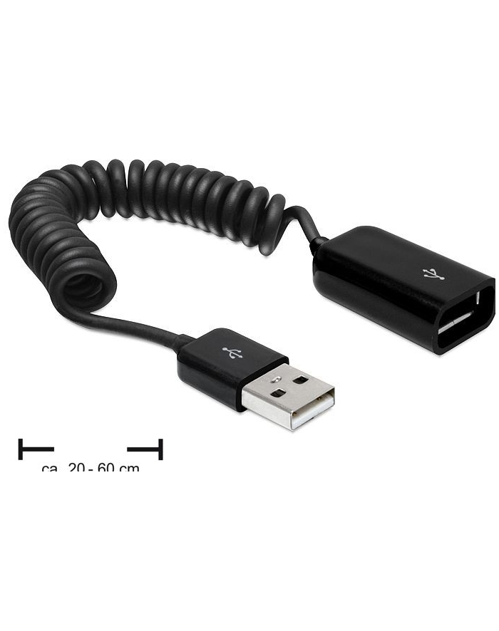 Delock Przedłużacz USB AM-AF Spirala 20-60cm główny