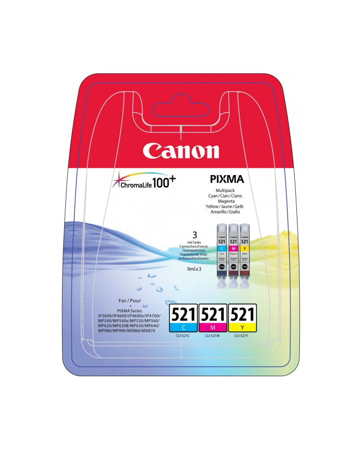 Tusz Canon CLI521 Pack CMY | IP3600/IP4600/MP540/620/630/980 główny