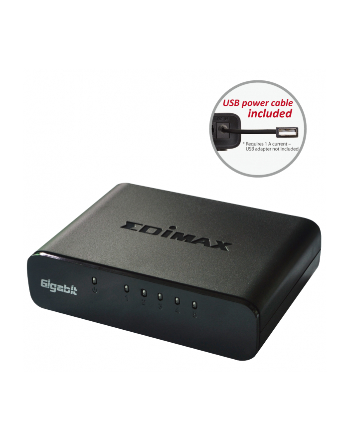 Edimax 5 Port Gigabit SOHO Switch with USB cable, energy efficient 802.3az główny