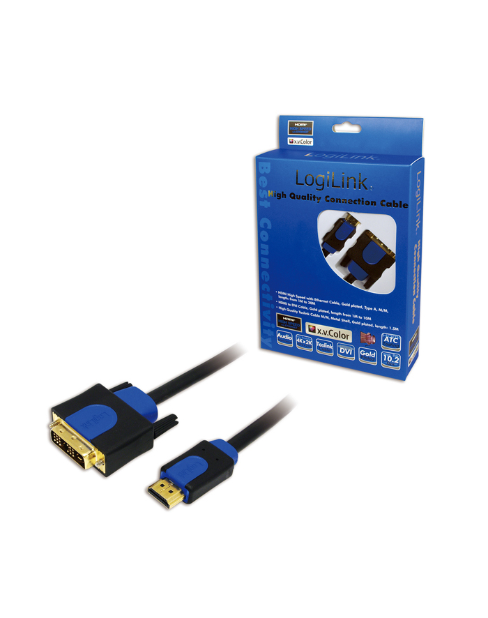 Kabel HDMI-DVI, dł. 2m - LogiLink główny