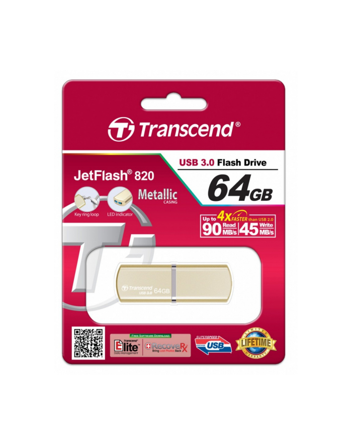 Transcend memory USB 3.0 Jetflash 820 64GB USB3.0 Luxary Series 90/45 MB/s główny