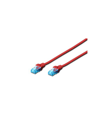 Patch cord U/UTP kat.5e PVC 5m czerwony