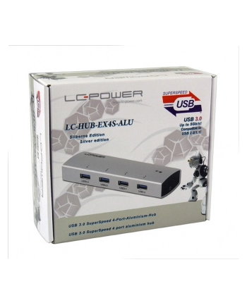 Hub USB LC-POWER 4-PORT USB 3.0 LC-HUB-EX4S-ALU Biały