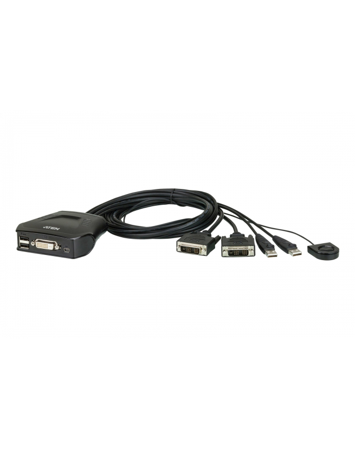 ATEN CS22D 2-Port USB DVI KVM Switch, Remote port selector, 0.9m cables główny