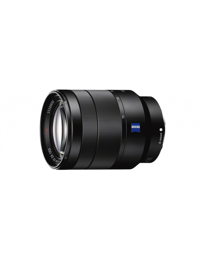 Sony SEL-2470Z Vario-Tessar T* FE 24-70mm, E35mm, F4 ZA wide angle lens. 0.4m minimum focus distance, 7 blade główny