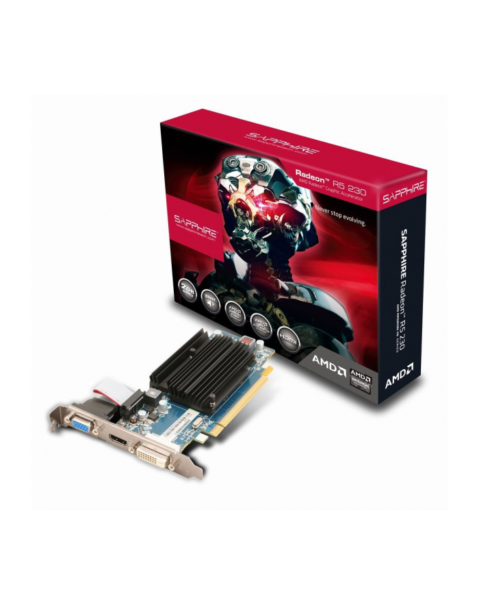 Sapphire Radeon R5 230, 2GB DDR3 (64 Bit), HDMI, DVI, VGA, BULK główny