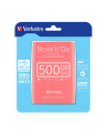 Verbatim Dysk Twardy Store 'n' Go USB 3.0 2,5'' 500 GB, Zewnętrzny, Różowy - nr 1