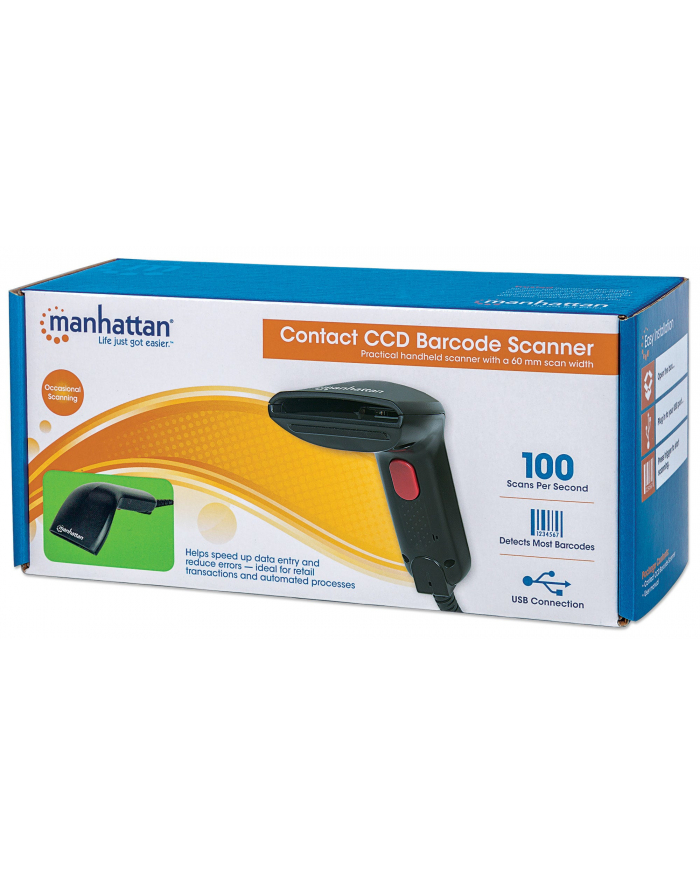 Manhattan Skaner kodów kreskowych CCD kontaktowy USB szerokość odczytu 60 mm główny