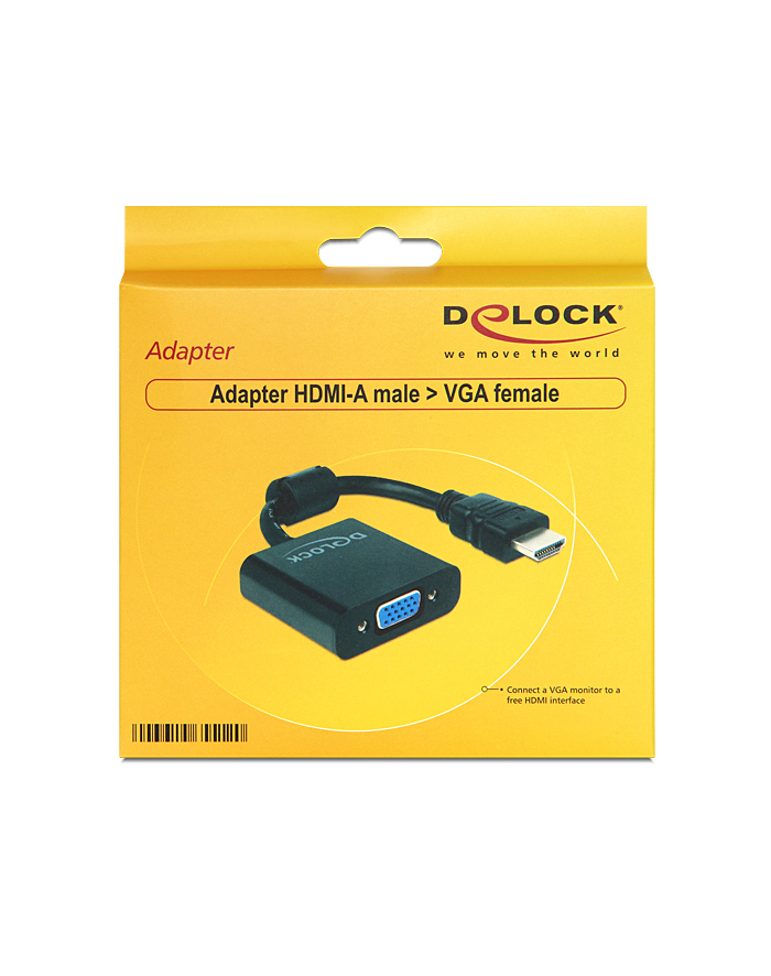 ADAPTER HDMI-A(M)->VGA (F) NA KABLU 25 CM BLACK DELOCK główny