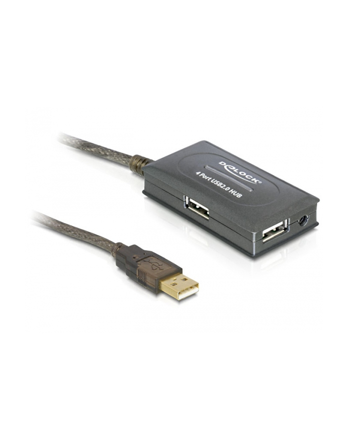 ''KABEL USB AM-BM 2.0 10M AKTYWNY + HUB 4 PORT BLACK DELOCK'' główny