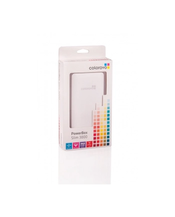 Power bank Colorovo PowerBox Slim 3000 mAh| portable charger, 3 tips, White