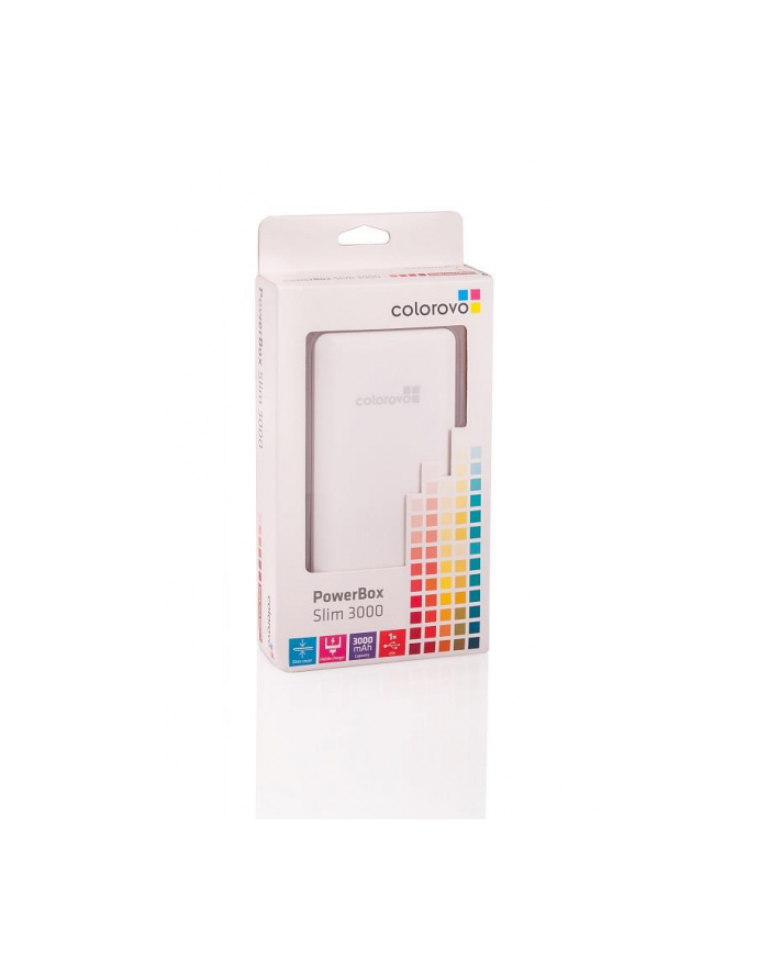 Power bank Colorovo PowerBox Slim 3000 mAh| portable charger, 3 tips, White główny