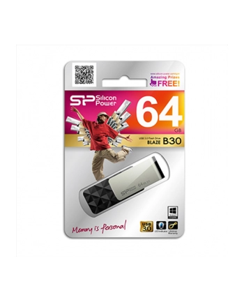 SILICON POWER 128GB, USB 3.0 FLASH DRIVE, BLAZE SERIES B30, BLACK